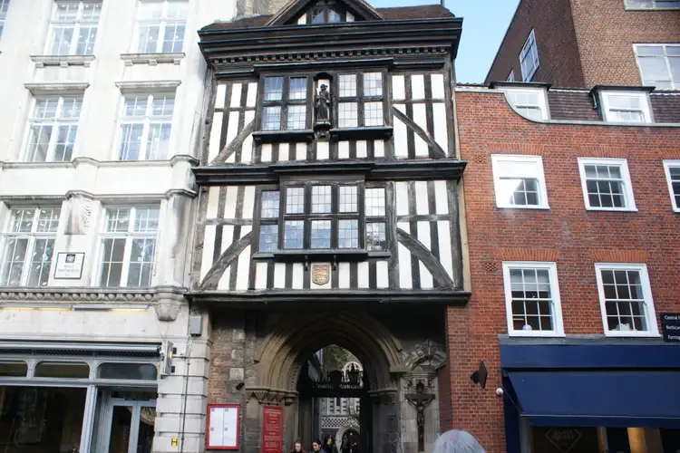 St Bartholomew the Great, Smithfield — its Tudor gatehouse survived both the Great Fire and the Blitz.